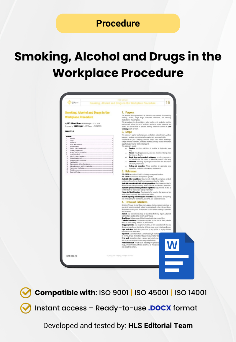 Smoking, Alcohol and Drugs in the Workplace Procedure