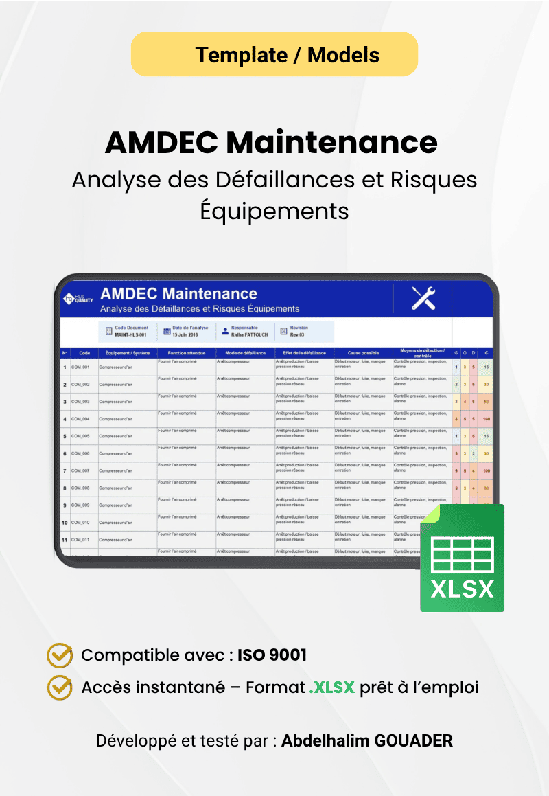 AMDEC Maintenance – Analyse des Défaillances et Risques Équipements