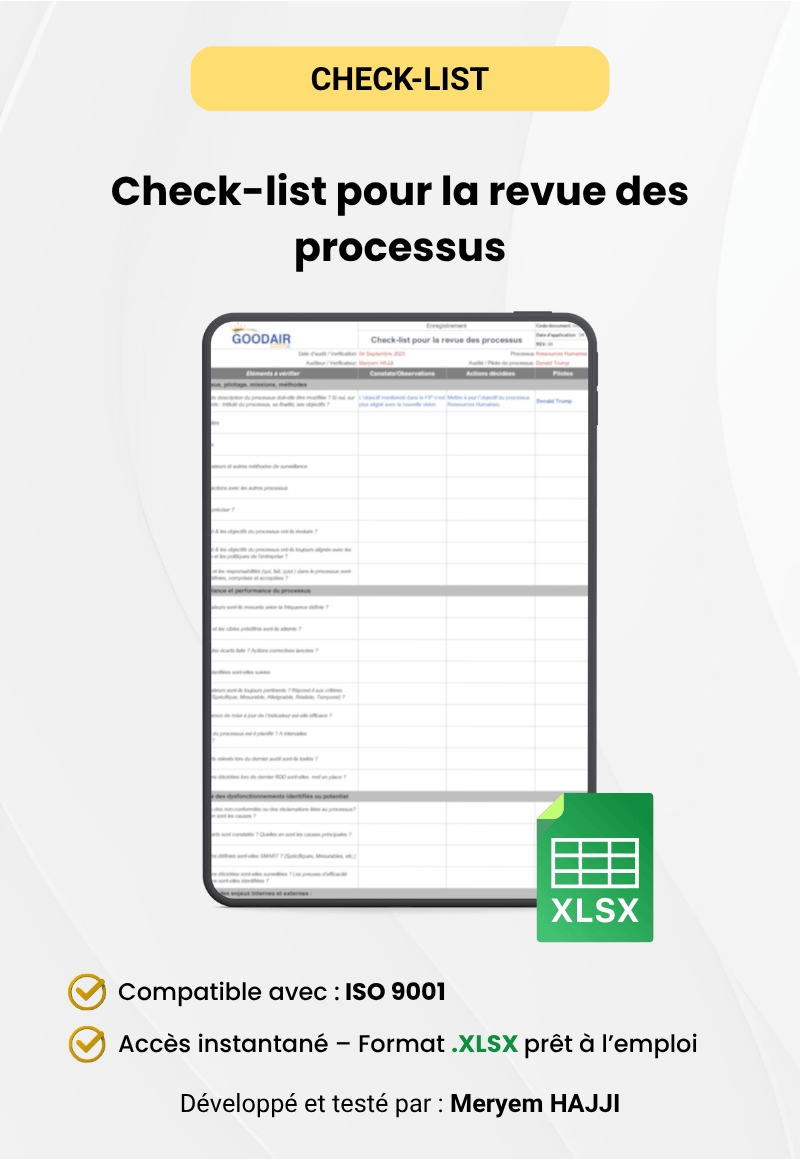 Check-list pour la revue des processus
