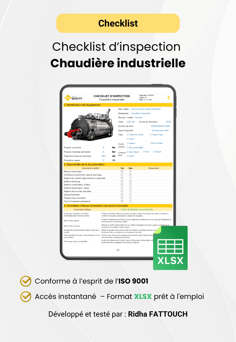 Checklist d’inspection – Chaudière industrielle