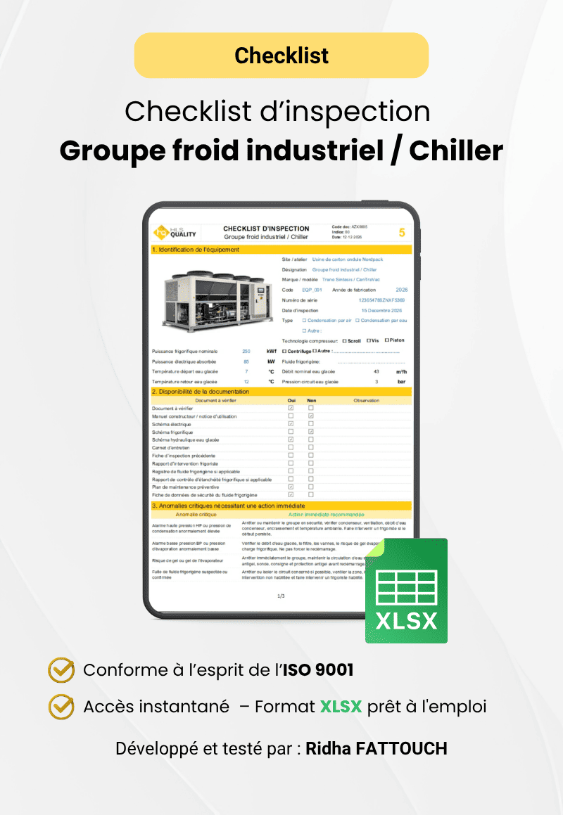 Checklist d’inspection – Groupe froid industriel / Chiller