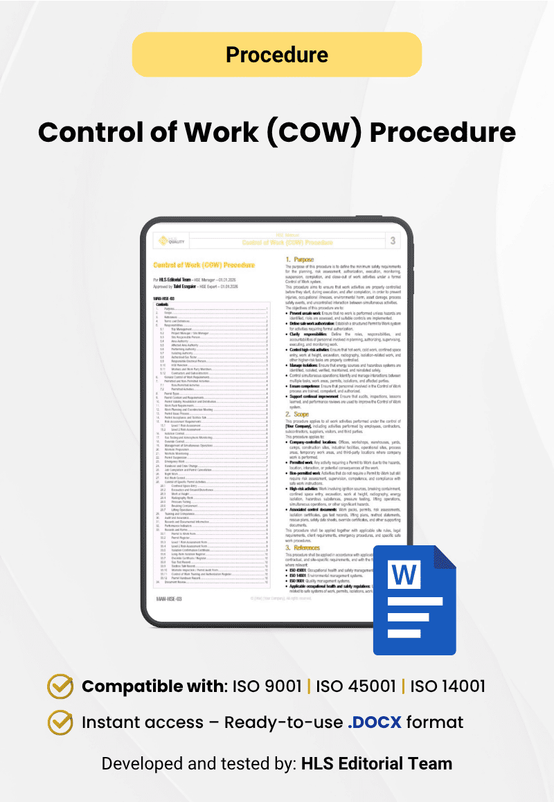 Control of Work (COW) Procedure
