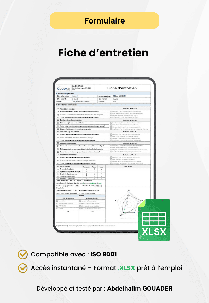 Fiche d'entretien