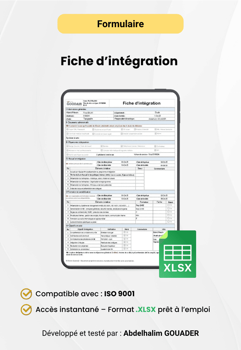 Fiche d'integration