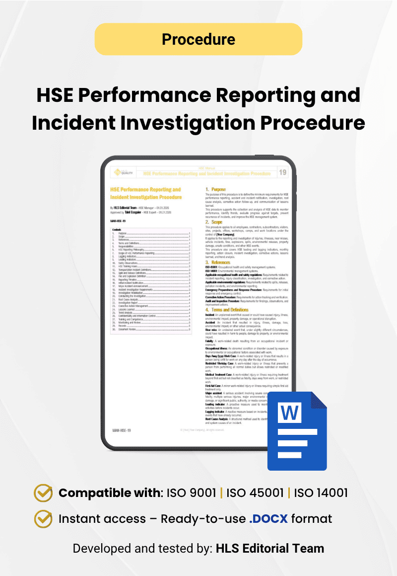 HSE Performance Reporting and Incident Investigation Procedure