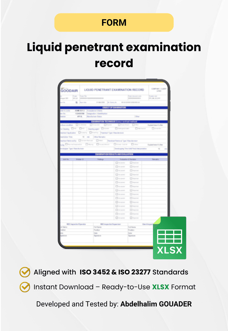 Liquid Penetrant Examination Record