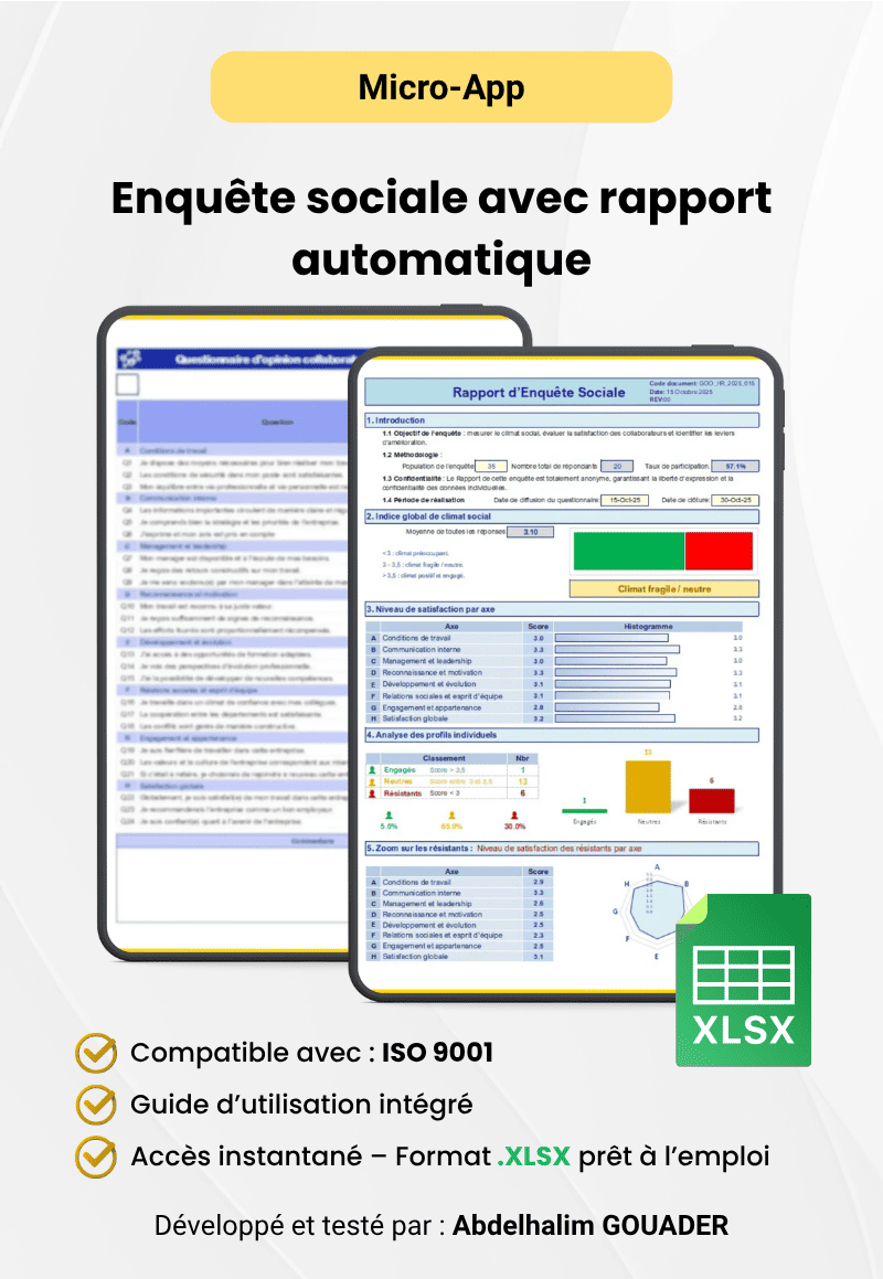 Outil Excel d’enquête sociale avec rapport automatique