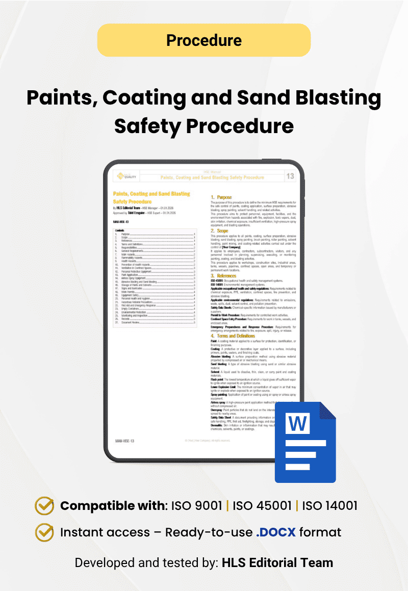 Paints, Coating and Sand Blasting Safety Procedure