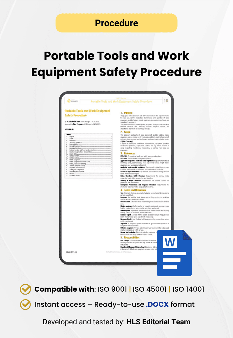 Portable Tools and Work Equipment Safety Procedure