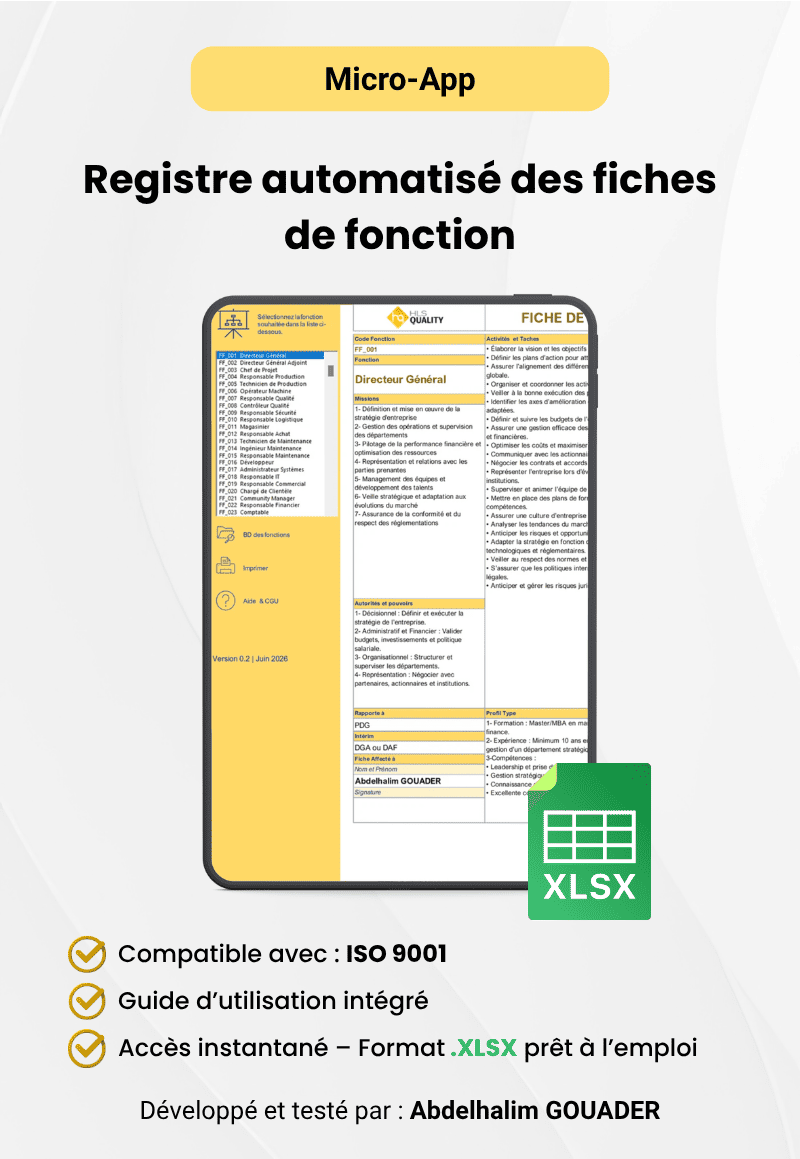 Registre automatisé des fiches de fonction