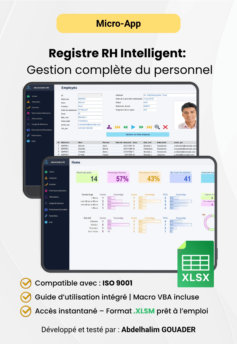 Registre RH Intelligent Gestion complète du personnel