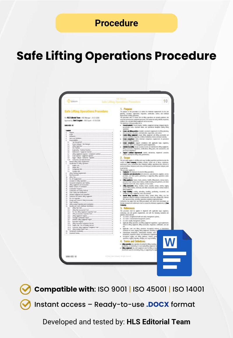 Safe Lifting Operations Procedure